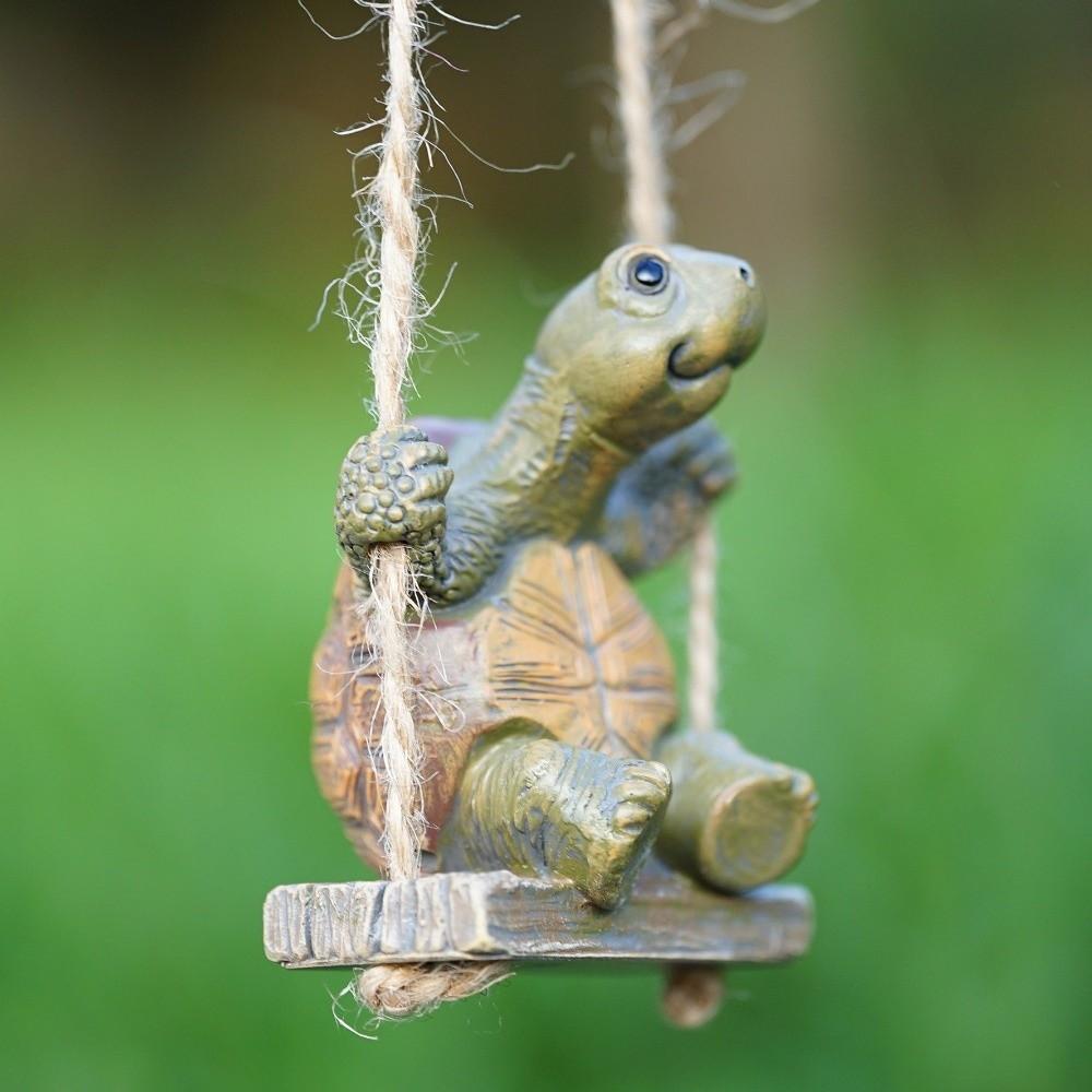 Resin Swing Turtles Statue Creative Craft Hanging Ornaments Animal Figurines Funny Sitting Turtles Sculptures Gift