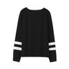 Fashion Casual Womens  Long Sleeve Striped Spliced Tops Loose Sweatshirt