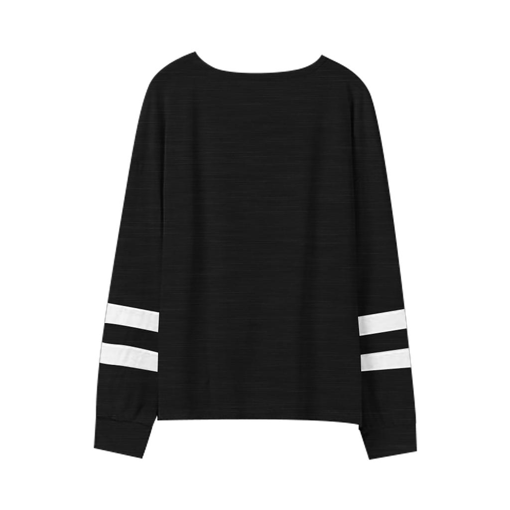 Fashion Casual Womens Long Sleeve Striped Spliced Tops Loose Sweatshirt