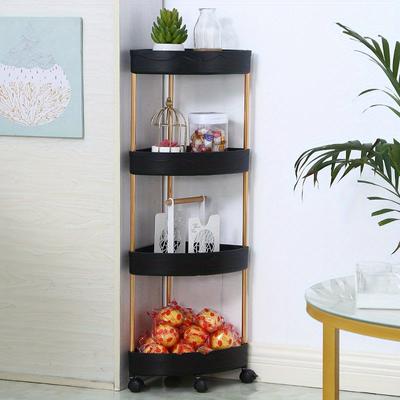 1pc Floor Standing Triangular Shelf for Bathroom, Bathroom Bedroom Corner Storage Shelf, Kitchen Storage Shelf, Household Shelves