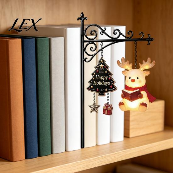 Hanging Night Lamp for Shelf 2PCS Christmas Bookshelf Lamp, Resin Santa Claus Elk Snowman Festive Atmosphere Table Light, Multi-Color Lighting