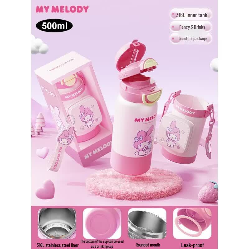 TAFUCO My Melody Stainless Steel Insulated Straw Cup 500ml