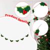 180cm Christmas Felt Garland Decoration, Holiday Banner with Red Berries, Green Leaves Pre Assembled