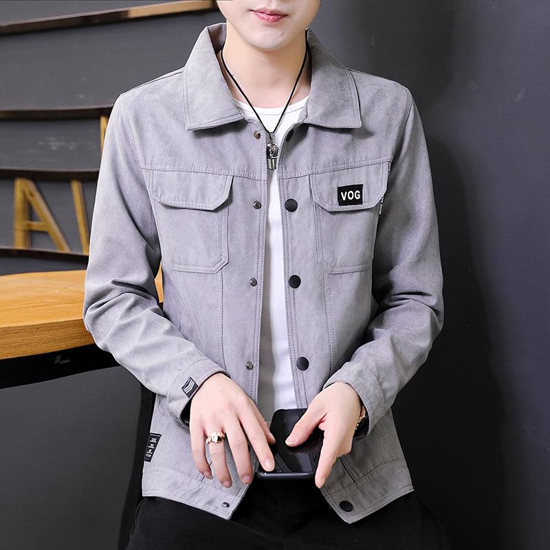 

Working Lapel Jacket Men s Suede Spring and Autumn Slim Young Handsome Casual Jacket M