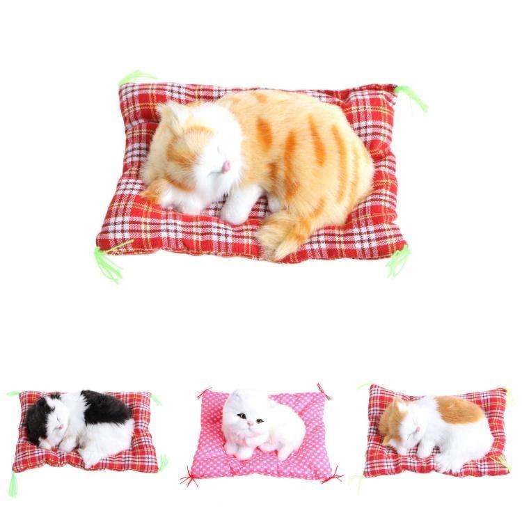 Adorable And Soft Plush Stuffed Toy Cute Sleeping Cat With Realistic Sound For Kids