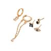 Geometric Hot-selling Korean Version of Women's Earrings Niche High-end Zircon Design Stud Earrings Set Versatile Earrings