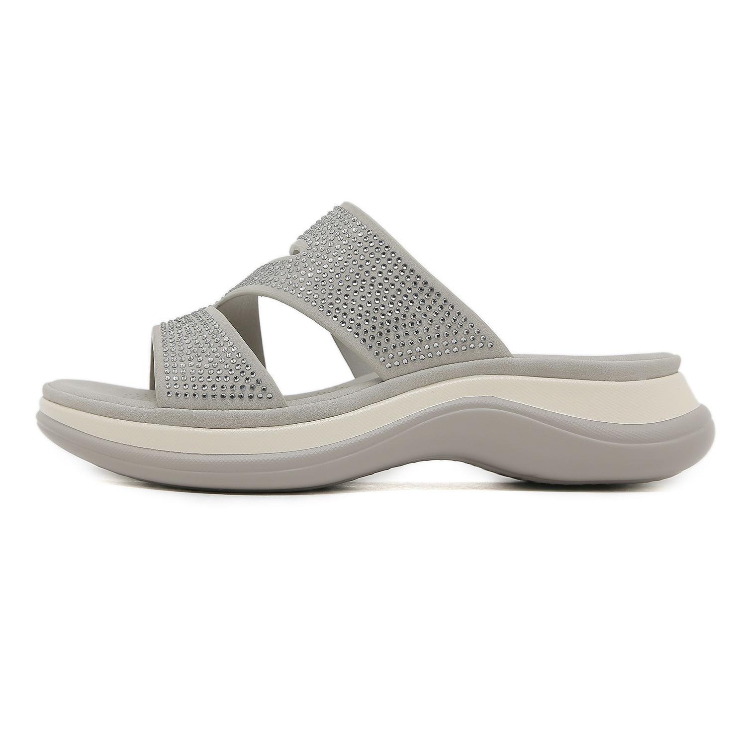 

Новые женские шлепанцы большого размера на толстой подошве со стразами, легкие и милые, модные женские 35 серый