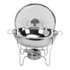 Runde Chafing Dishes für Buffet-Set Edelstahl Buffet Speisenwärmer-Set mit Glasdeckel Brennstoffbehälter