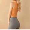 Top de damă la modă scurt, Top cu nervuri mulat de culoare uni, cu gât rotund și bretele late, top casual pentru purtare zilnică și stratificare