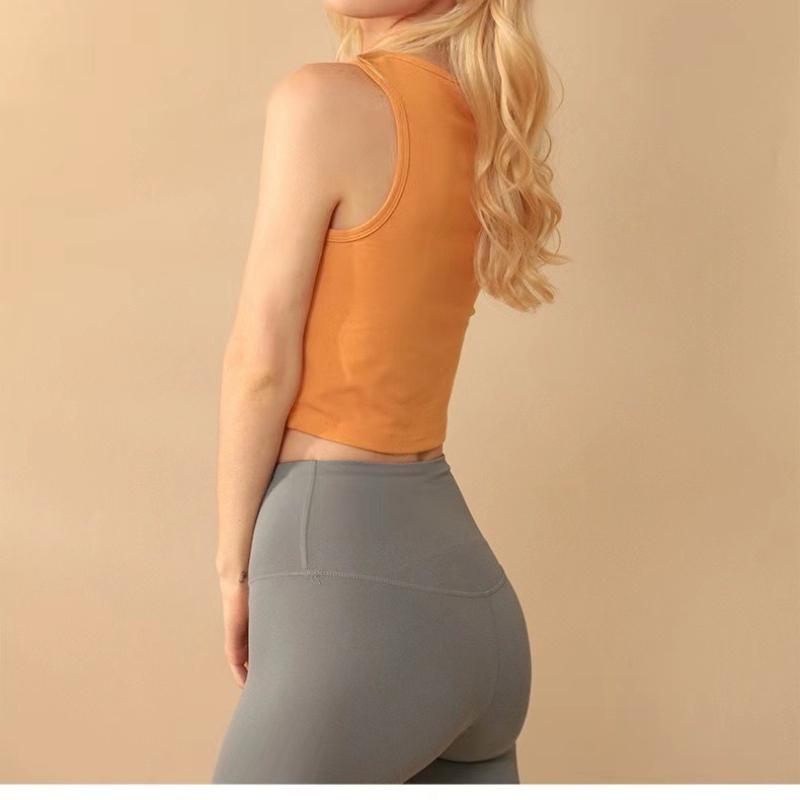 Top de damă la modă scurt, Top cu nervuri mulat de culoare uni, cu gât rotund și bretele late, top casual pentru purtare zilnică și stratificare