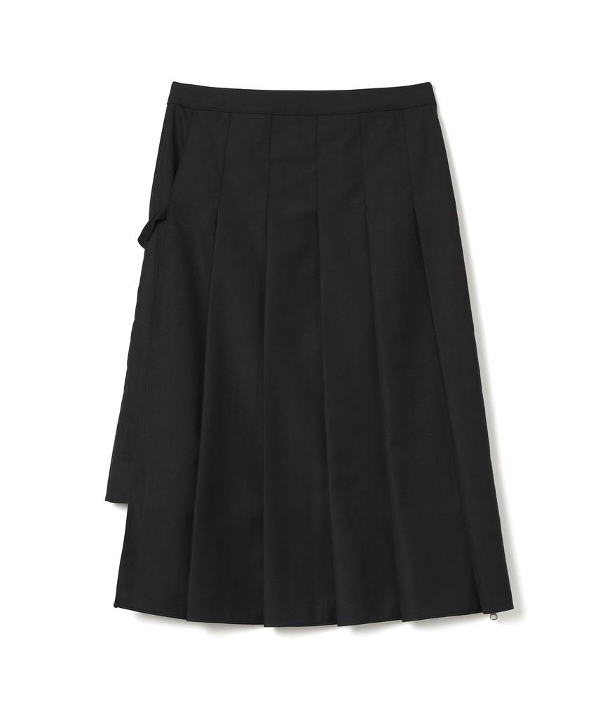 Milo Woman Zipper Layered Pleated Skirt [Black]