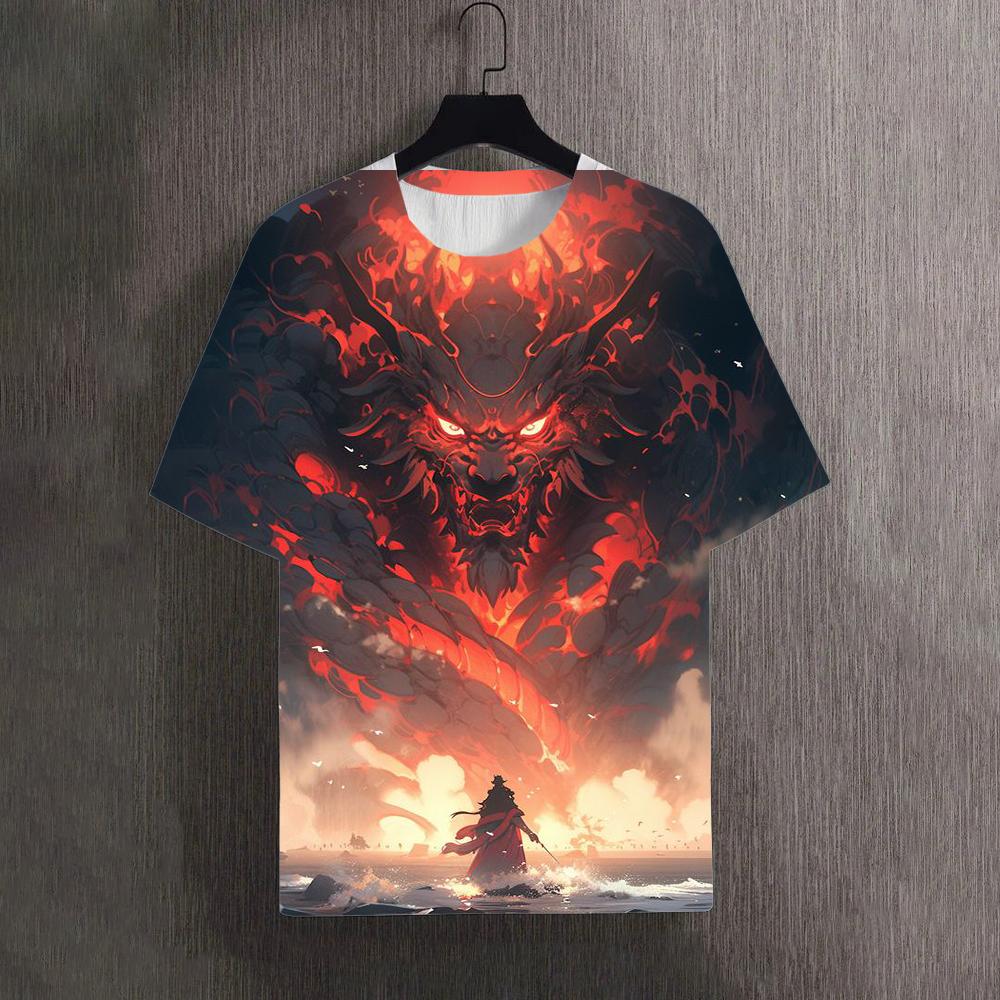 Cool Dragon Men's T-Shirt 3D Print Vintage O-Neck Short Sleeve Fashion Oversized T-Shirts Top Men's Summer Street Clothing
