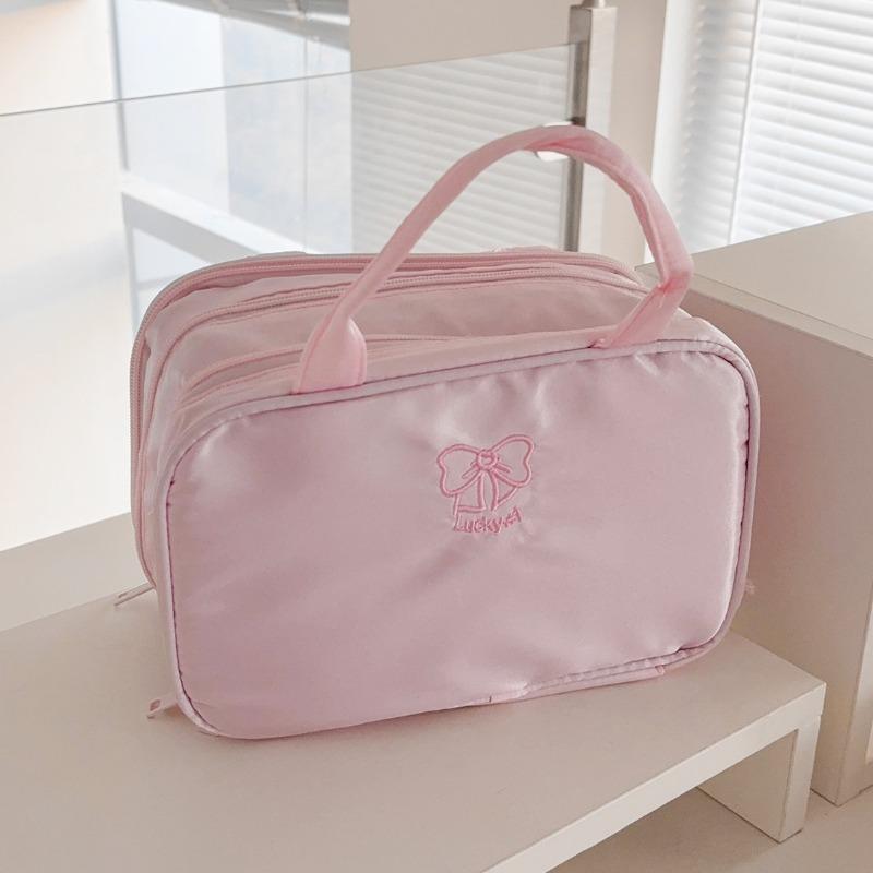 Large Capacity Travel Cosmetic Bag Women's Pink Large Tote Makeup Storage Organizer for Toiletries Easy To Carry Daily Use