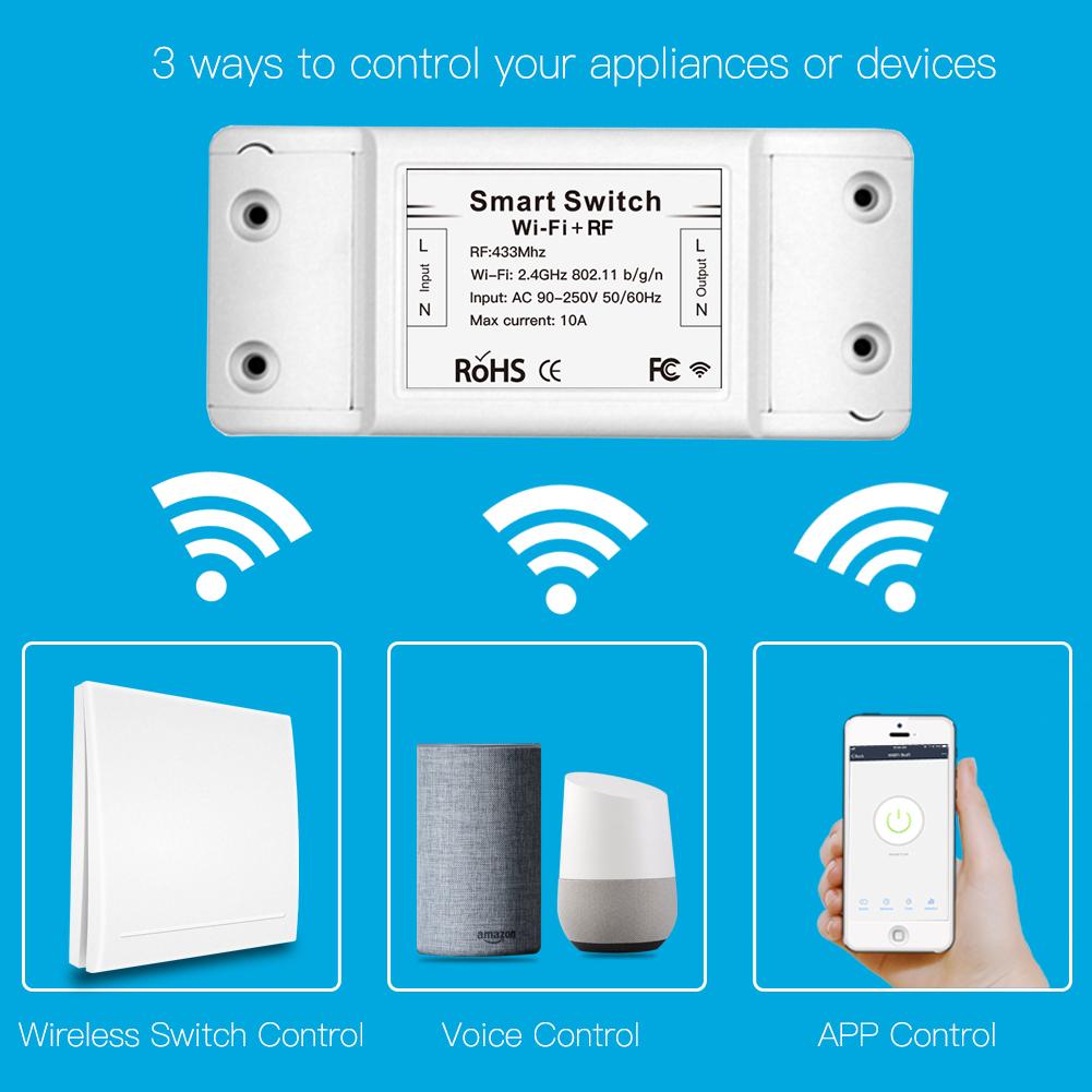 Wifi+RF433 Smart Relay Switch Work with RF433 Transmitter Wall Panel Tuya Smart Home Automation Solution Wifi Smart Siwtch