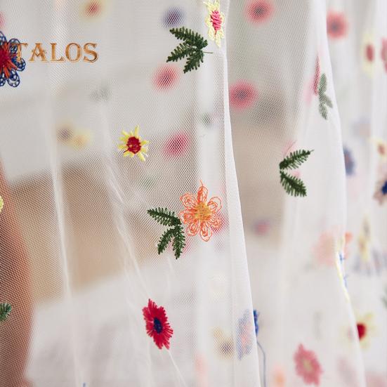 Transparente Esstischmatte, dünnes, sichtbares Netzgewebe, bunte Blumenstickerei, runder Tischschutz, dekorative Tischdecke für Partydekoration