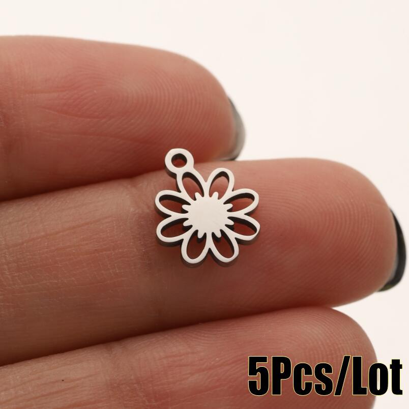 18K Gold-Plated Floral Pendant, Japanese-Korean Style, Stainless Steel Stamen