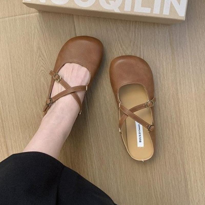 

Fashion Flats Women Slippers Spring Fashion Casual Shoes Designer Cozy Slingback Woman Sandals 2025 Trend Brand Walking Ladies Zapatos 42 коричневый