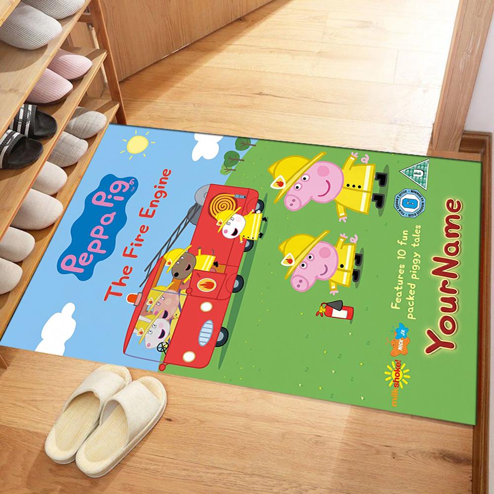 Peppa Pig Customized Name Area Rug Design for Living Rooms Foyer Dormitory Bedrooms Anti-slip Rug Anime Office Decor
