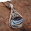 Gray Botswana Agate Gemstone Mother's Day Silver Jewelry Pendant  1.75"