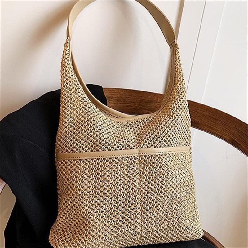 Summer trip to the seaside and beach vacation straw woven commuting shoulder woven large capacity tote bag