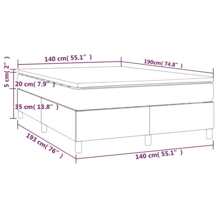 3144678 vidaXL Lit à sommier tapissier et matelas Vert foncé 140x190cm Velours