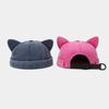 New Creative Cute Cat Ears Adjustable Melon Skin Hat Women Fashion Versatile Brimless Dome Landlord Cap Hip Hop Men Beanie Caps