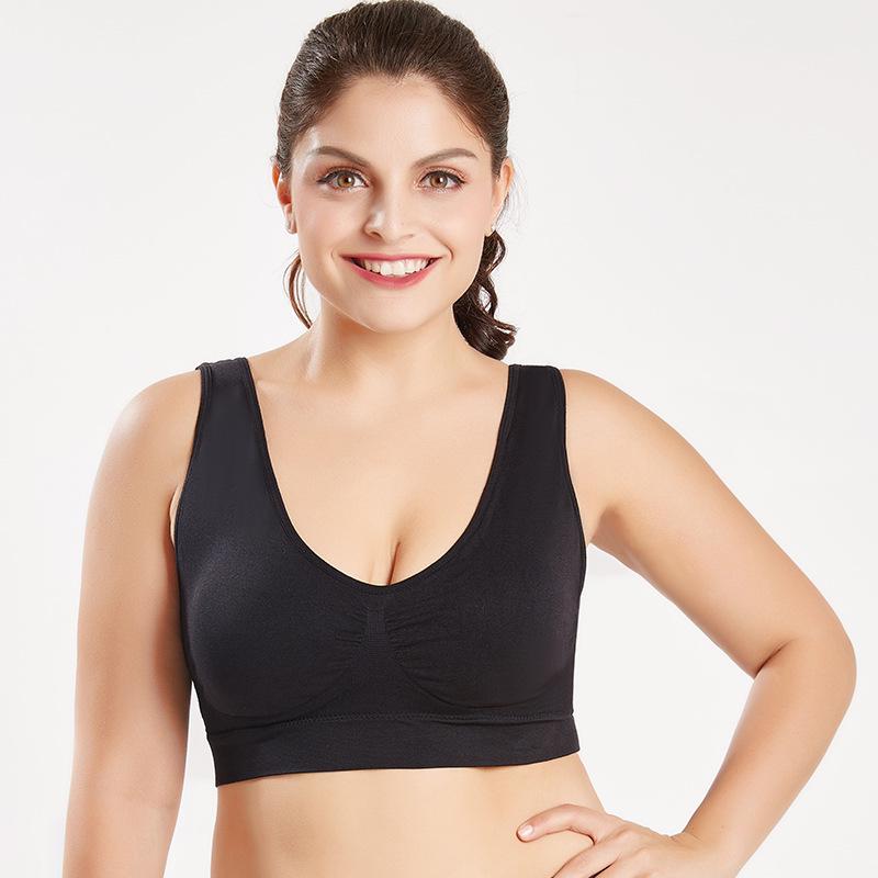 Women Plus Size Soft Bra Button Front Wireless Push Up Breathable Vest Brassiere