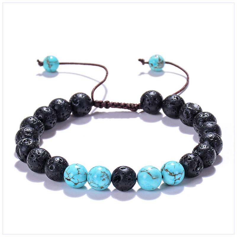 Black Lava Stone Crown Charm Tiger Eye Beads Bracelet For Men Women Braided Bracelets Handmade Adjustable  Pulseira