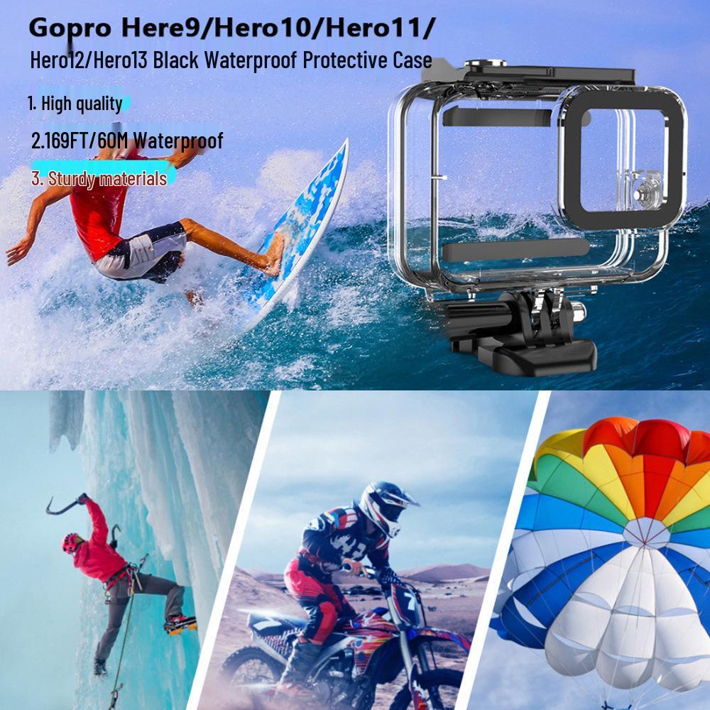 GoPro13 Wasserdichtes Gehäuse Kompatibel mit GoPro12/11/10/9 - Tauchkamera Schutzhülle und Zubehör.