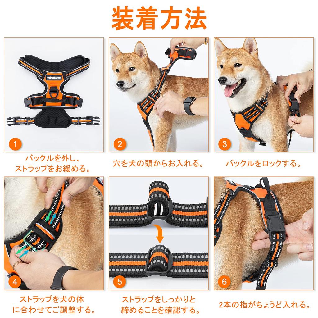 Rabbitgoo Dog Collar for Large Adjustable Night Reflective Stays Prevents Walking Assistance Elderly Care Small Medium Shiba Inu Harness, Dogs,