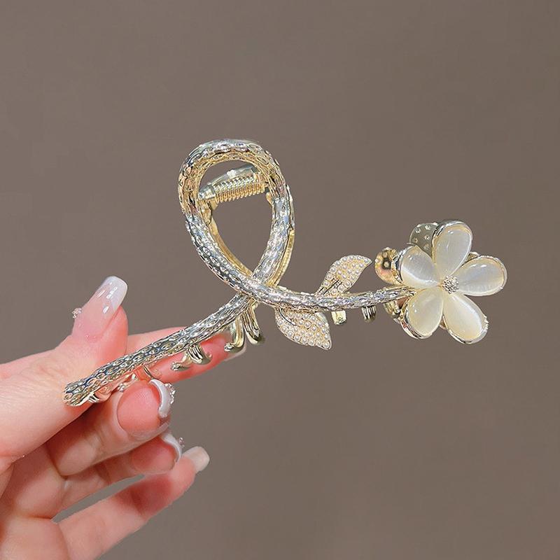 Korean Version Cat Eye Stone Large Flower Hair Clip Fashionable Elegant Pan Hair Grab Clip Hairs Clip Headwear Hair Accessories