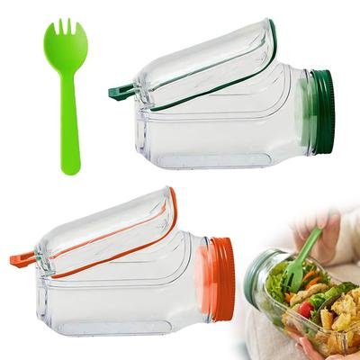 Salad Jar With Fork,Mason Jar Salad Container With Side Opening,Salad Container With Fork, Dressing Bowl, Sauce Compartments