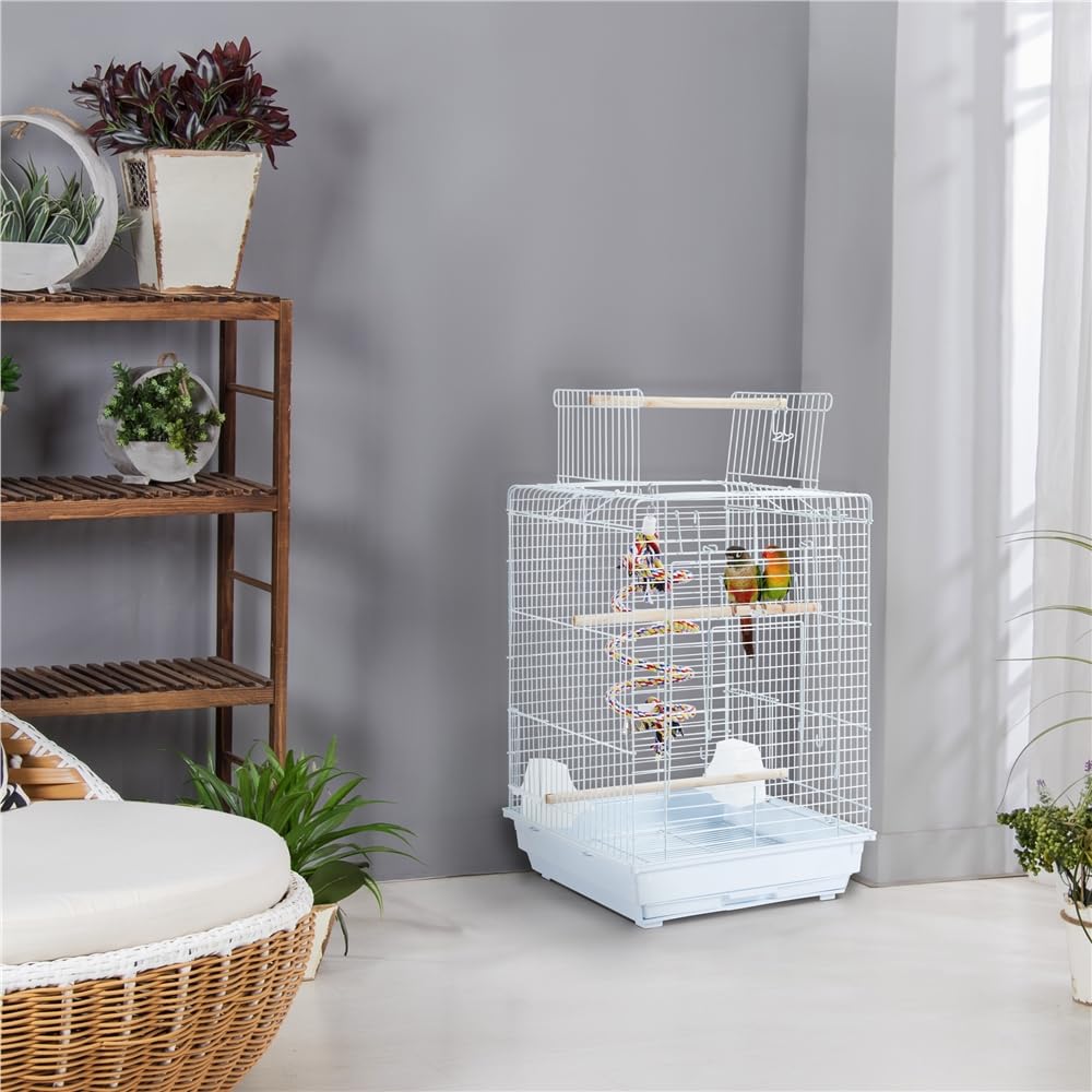 Yaheetech Medium Bird Cage for Multiple with Drawer and Parrot Mexican and Autumnal Portable Pet Supplies Budgies, Birds, Skylight, Feeders, Tray,
