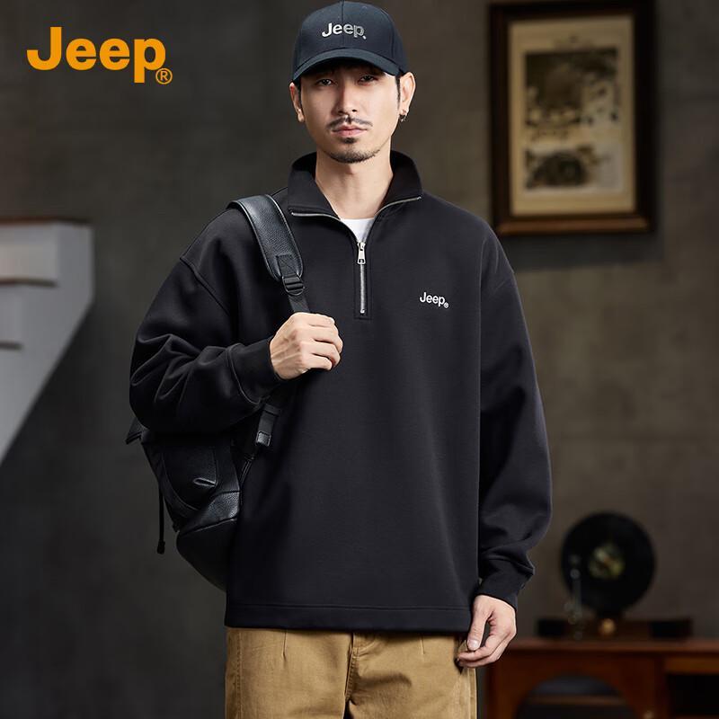 Jeep Men's Casual Half-Button Polo Sweatshirt