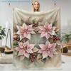 1pc Winter Floral Print Blanket, Christmas Theme, Multi-Size Available, Suitable for Living Room, Bedroom, Study, Office, Balcony