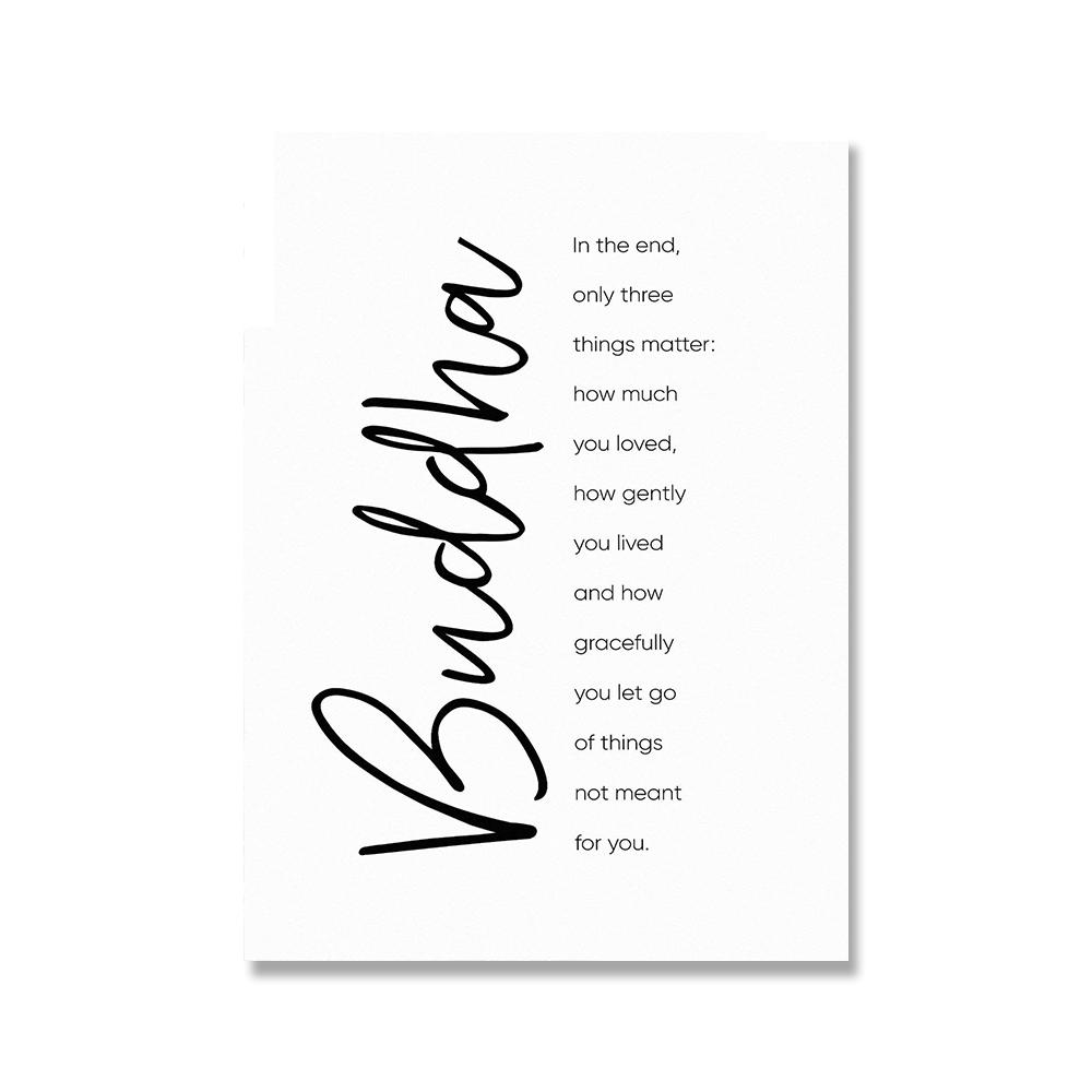 Zen Buddha Head Statue Poster Print Motivational Quotes Canvas Painting Minimalist Wall Art Pictures Buddhism Home Room Decor