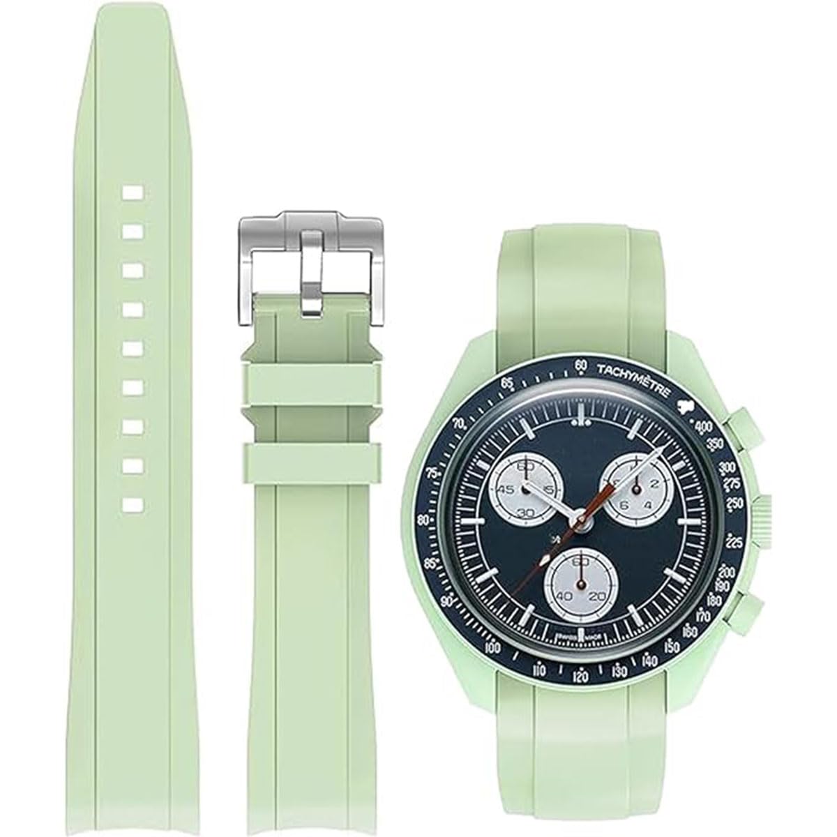 

Силіконовий ремінець для годинника 20 мм для Omega X Swatch MoonSwatch Ремінець для годинника Omega та резинка для ремінця Swatch для Omega Speedmaster Seiko SEIKO 20 мм світло-зелений колір