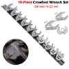 10pcs/Set Chrome Finish Crowfoot Wrench Heads Hand Tool Accessories  Mechanical Repair