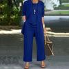 3 buc./set femeie haină vestă pantaloni set cardigan cu mânecă lungă cu decolteu o vestă fără mâneci cu talie elastică pantaloni cu picioare late costum pantalon lejer toamnă primăvară