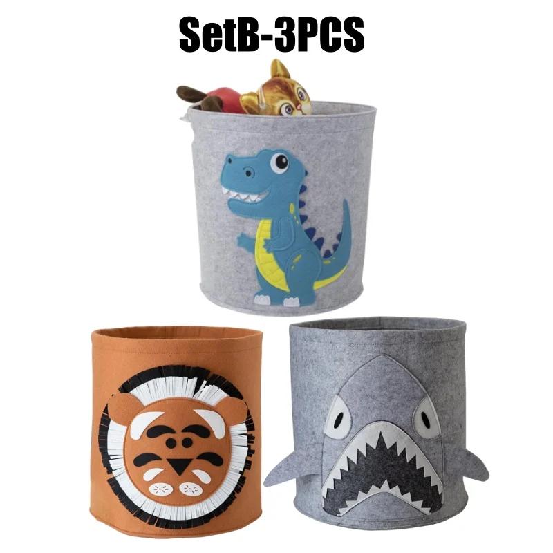 Adorable Cartoon Animal Felt Storage Bin Kids Toy Organizer Large Capacity Laundry Basket for Room Cloth Organizing Baskets