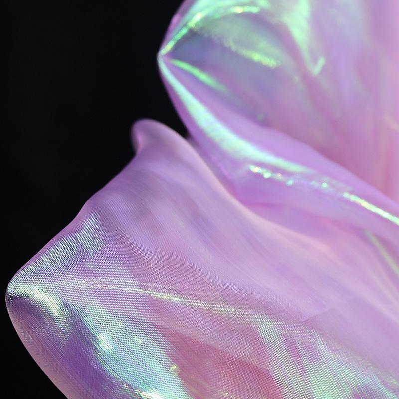 Colorful Organza Bright Silk Mesh Fabric Encryption Fantasy Laser Glass Yarn Fabric DIY Stage Performance Costumes Wedding Decor