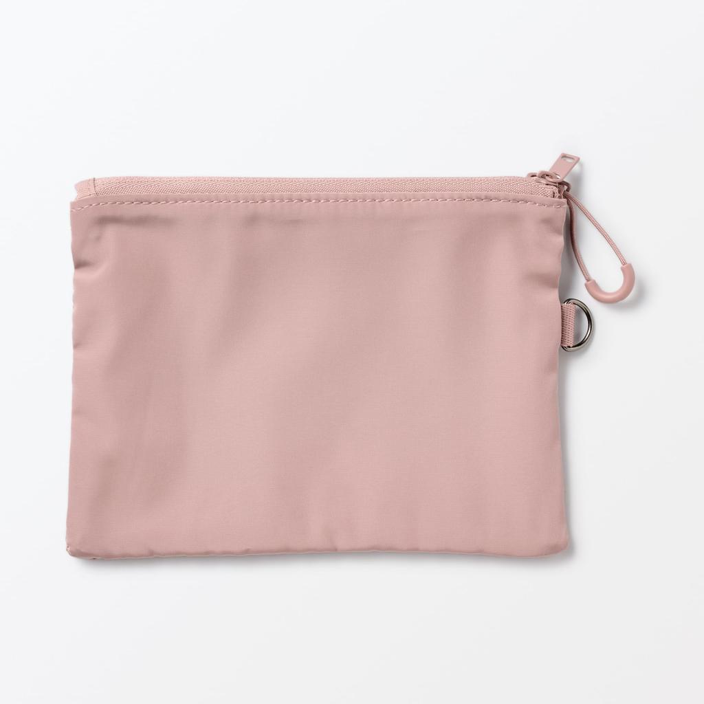 MUJI Polyester Double Zipper X 84769504 Case, Pink, Medium, Approx. 13.5 19cm,