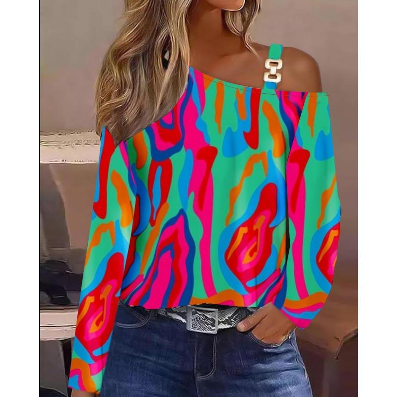 GMXIA Women's Fashion Casual Print Long Sleeve Blouses & Shirts