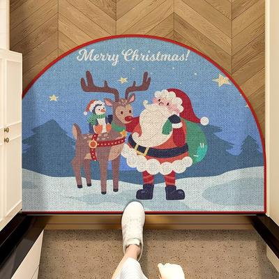 Christmas Thickened Entry Floor Mat Dust-proof and Non-slip Festive Christmas Decoration Entry Door Floor Mat
