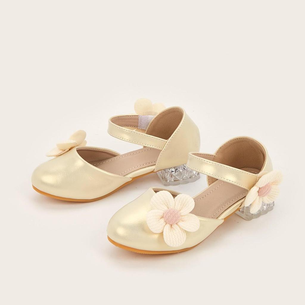 2025 Mädchen Prinzessin Blumenabsatz Sandalen: Modische Outdoor-Schuhe für kleine Damen