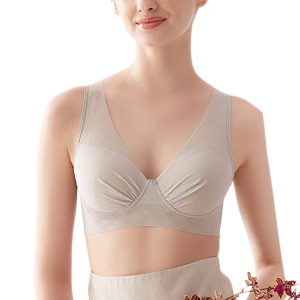 

бюстгальтер KIREILABO Легкий и красивый бюст блестящий M [Gunze] Бесшовный удобный, линия, тип пуловера, KB4355, женский, серебристый,