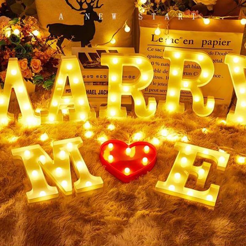 

Знак «Marry Me» с подсветкой букв и светодиодной красной лампой в форме сердца, набор украшений для предложения на День святого Валентина,