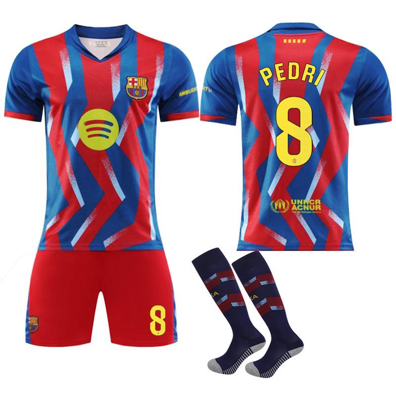 2526 Barcelona Four-way No. 10 Messi Jersey Suit Men's No. 9 Lewandowski 8 Pedri 14 Rashford Football Uniform