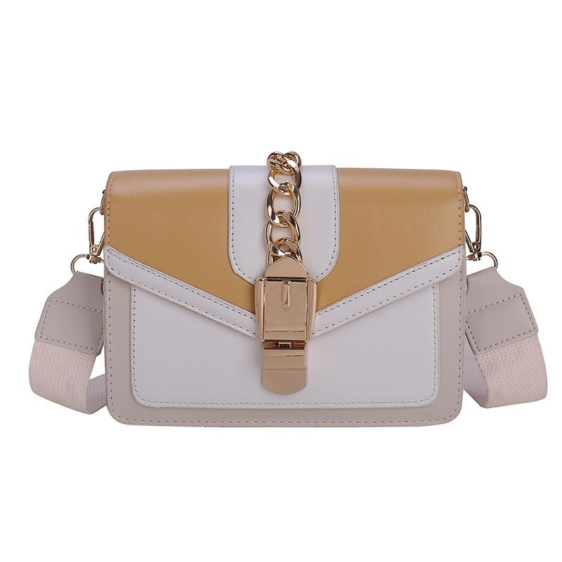 

Женская кожаная сумка контрастного цвета, модная простая сумка через плечо, женская сумка через плечо жёлтый