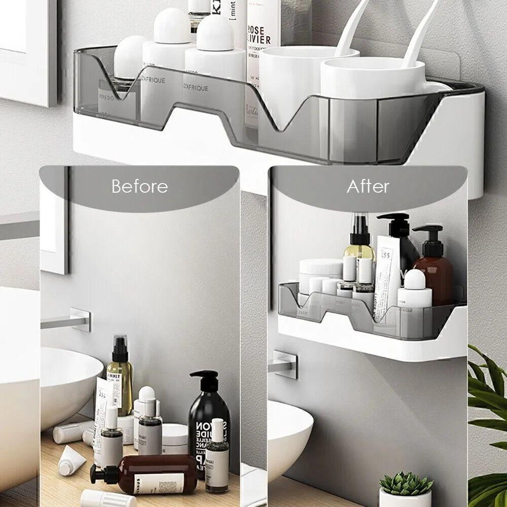 Easy Installation No Drill Bathroom Shelf Space Saving Durable Shower Organizer Wall Mounted Shampoo Holder Vanity